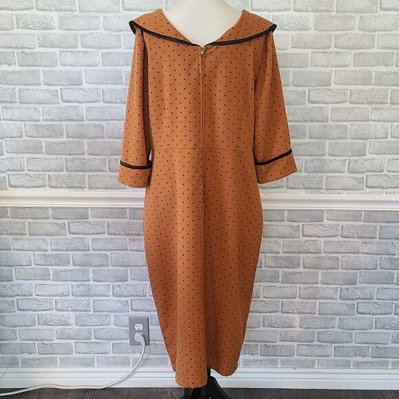 Bettie Page Tatyana Midi Dress Curvy Girl Retro Polka Dot Trad Plus Size 4XL - Picture 3 of 10
